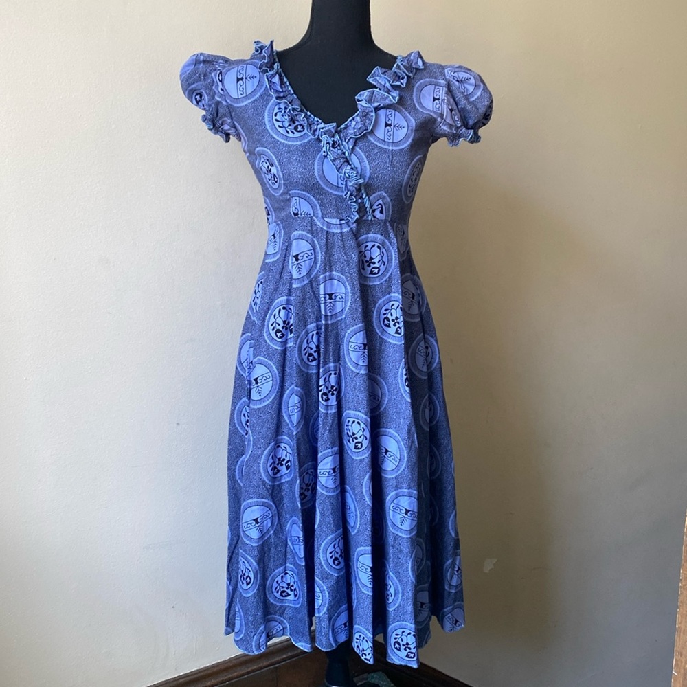 Vintage Rockabilly Circle Skirt Ruffled Dress